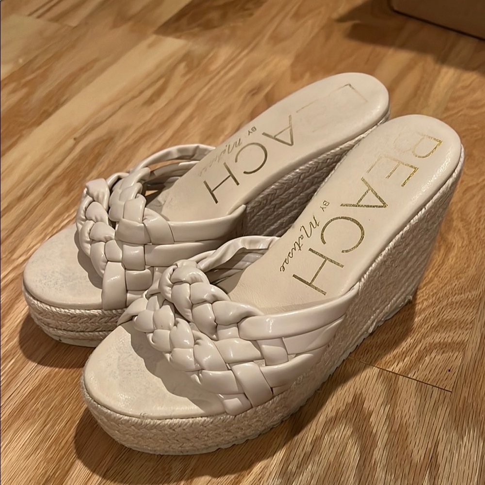 Cream BEACH Woven Wedges